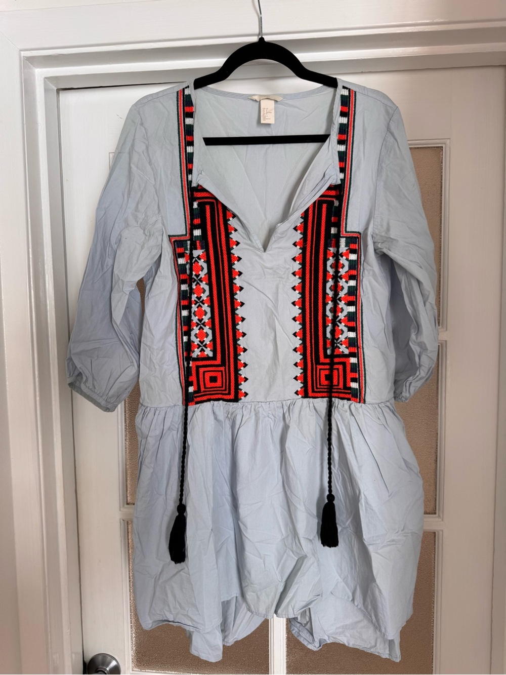 H&M Pale Blue Embroidered Dress